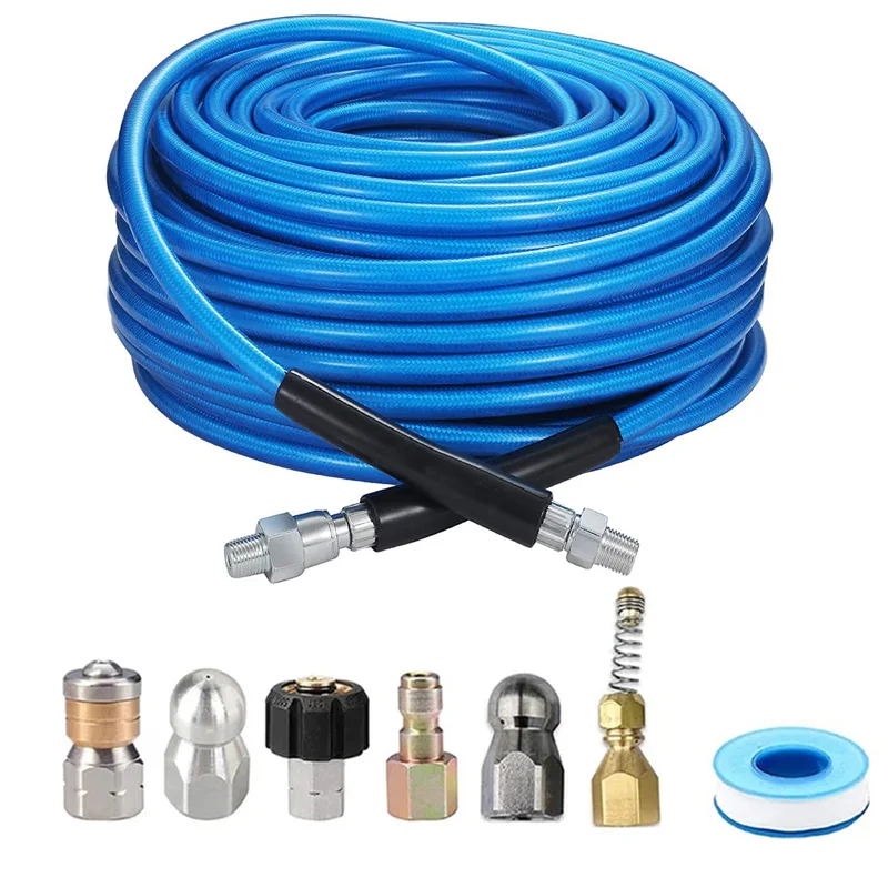 45/30M Sewer Jetter Kit for High Pressure Car Washer Gun 5800PSI Drain Cleaner Hose 1/4 Inch for Karcher Power Washer Pump