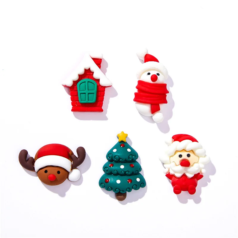 

10pcs Mixed Christmas Resin Flatback Scrapbook Embellishments for Crafting Phone Cases Deco Parts Cute Christmas Craft Materials