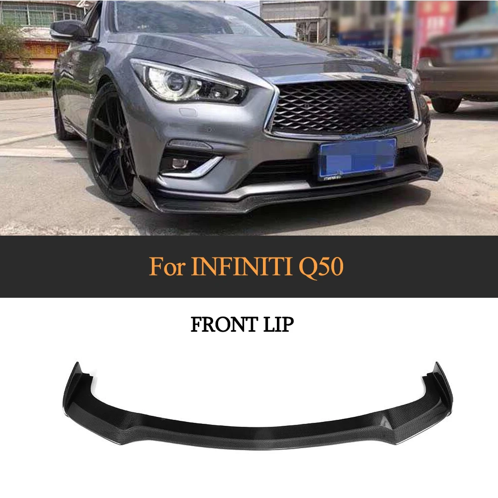 

Передний спойлер из углеродного волокна, фартук для подбородка Infiniti Q50 2018 седан, 4-дверный бампер, защита переднего бампера, разветвители, Ст...