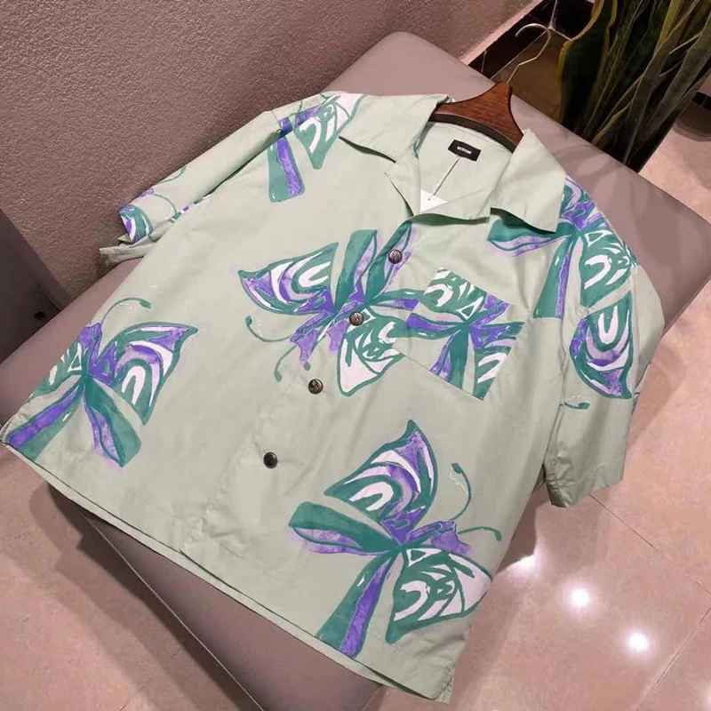 

WELLDONE Shirt Men Women 1:1 Butterfly Print Oversize We11done Hawaiian Shirt