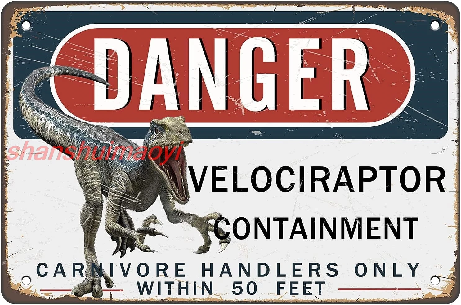 Металлическая табличка Pozino AntSwegg Danger Velociraptor