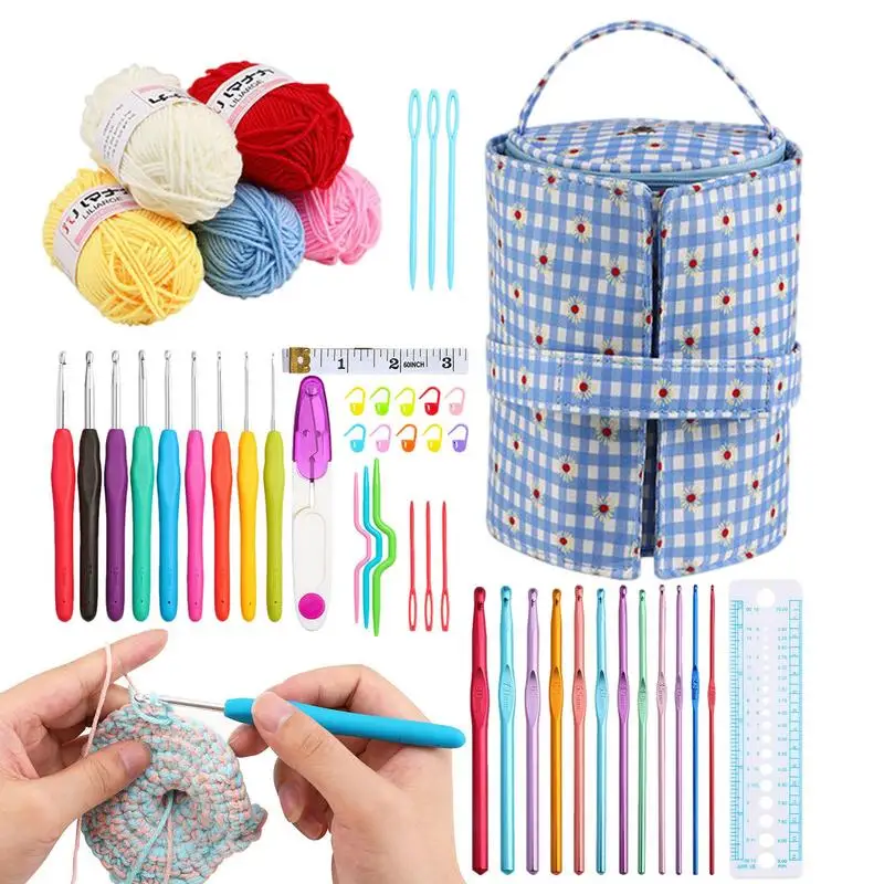 

Knitting Set Yarn Hooks Crochet Set Portable Knitting & Crochet Supplies Beginner Crochet Kit Crochet Needle DIY Yarn Weaving