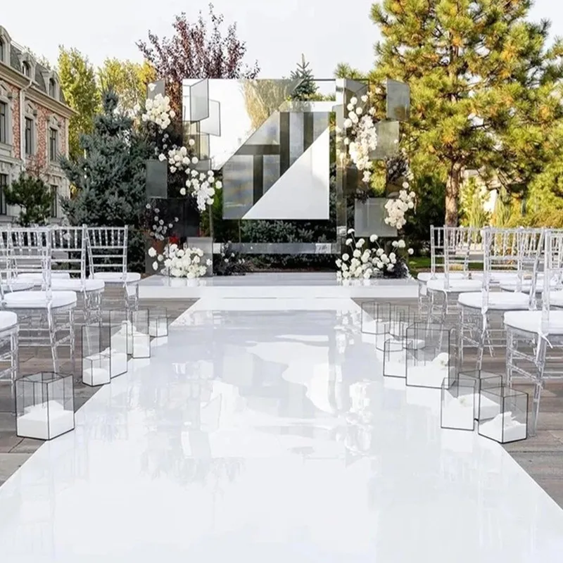 

10M/32.8ft PET White Mirror Carpet Wedding Aisle Runner White Aisle Runner Rug indoor Outdoor Weddings Party Thickness:0.12 mm