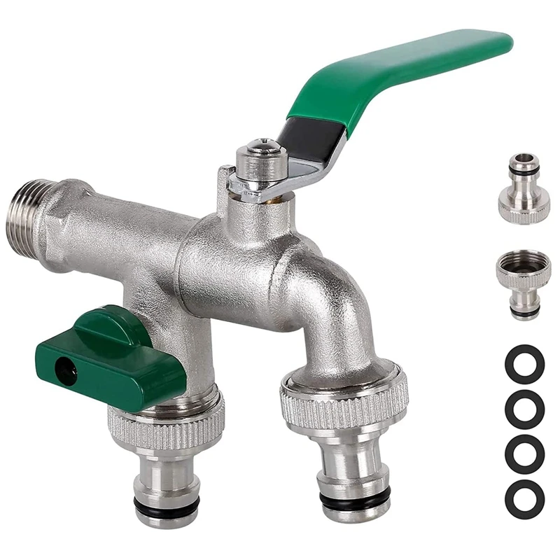 

New-1/2 Inch Double Outlet Tap Rust And Frost Protection High Quality Brass Faucet With Double Connection And Hose Nozzle