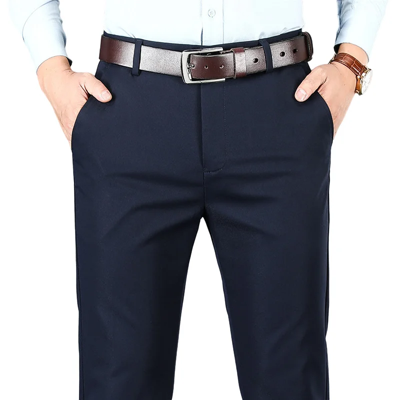 

Men's Spring Business Loose Thin Casual Pants New Autumn Stretch Straight Long Trousers Male Classic Brand Clothes Plus Size 40