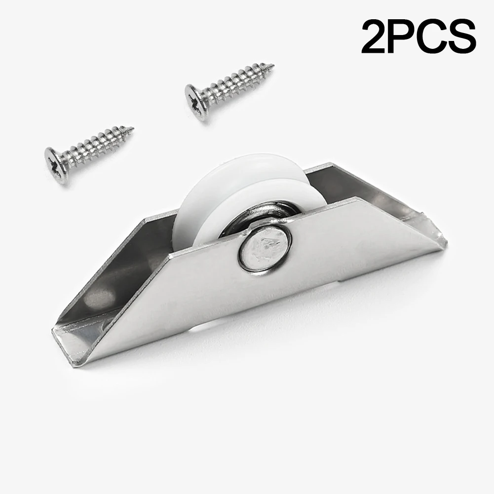 

2 шт. дверной шкив для окон и дверей шкафа, корпус из нержавеющей стали и подшипник из углеродистой стали, раздвижное колесо для окон и дверей