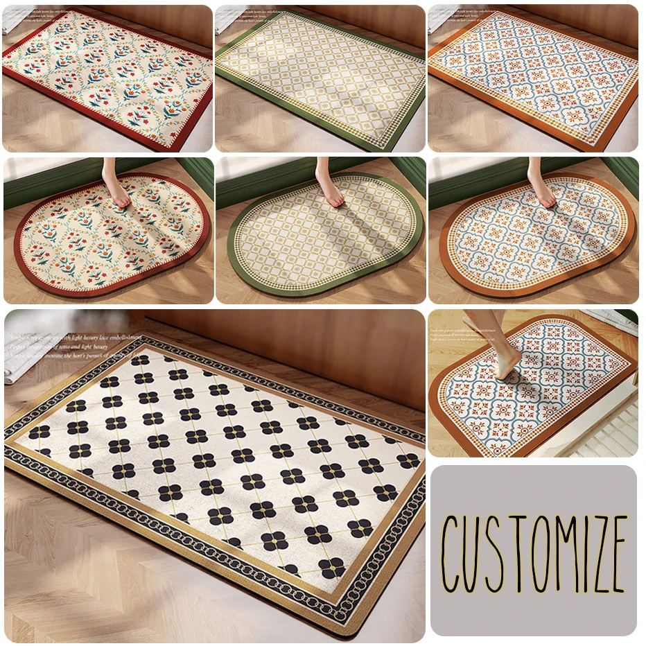 

European Style Diatom Mud Mat Bathroom Shower Super Absorbent Mat Quick Drying Anti-slip Floor Mat Bathroom Accessories