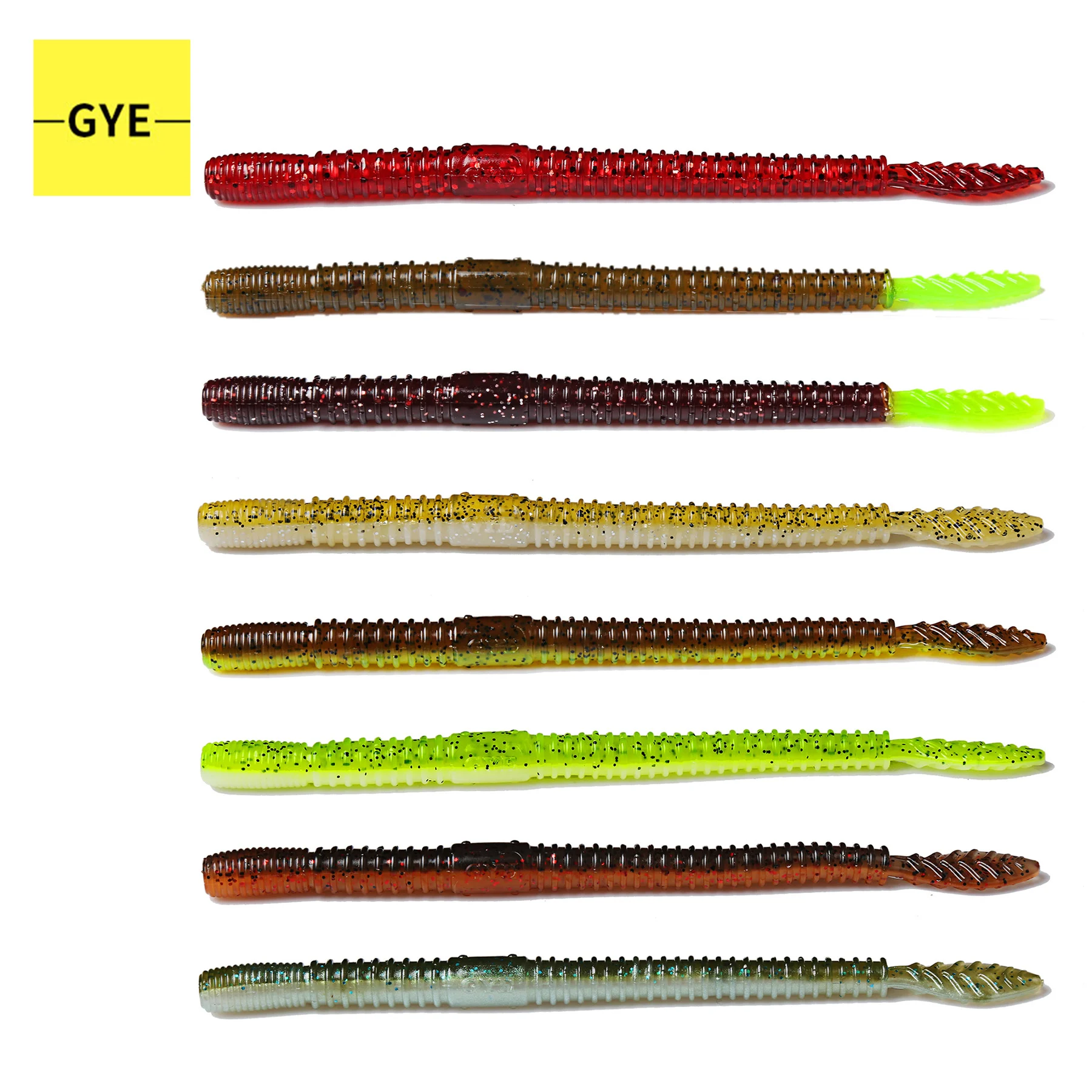 

GYE Finesse Worm Bait, Bass Fishing Plastic Soft Stick Lure 4.8in/122mm 9 Pcs, Shrimp Flavor Senko Style