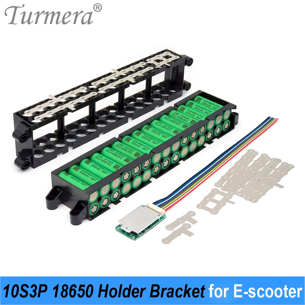 

Turmera 36V 42V 10S3P 18650 Battery Holder with Welding Nickel 10S 15A BMS for Electric Bike M365 E-Scooter Battery Repacle Use