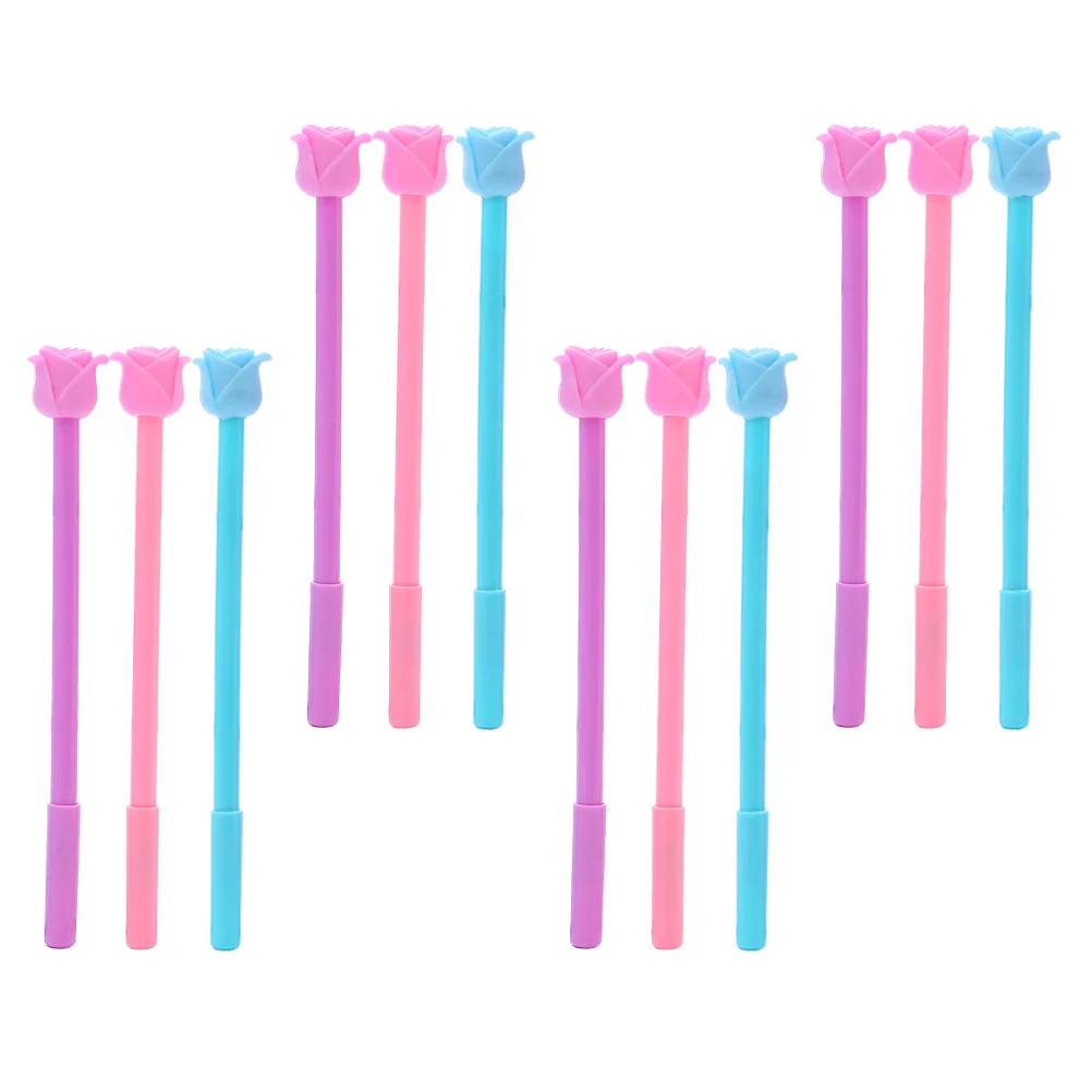 

12 Rose Model Sign Pens 0.5mm Pens Creative Roller Pens (Mixed Style)