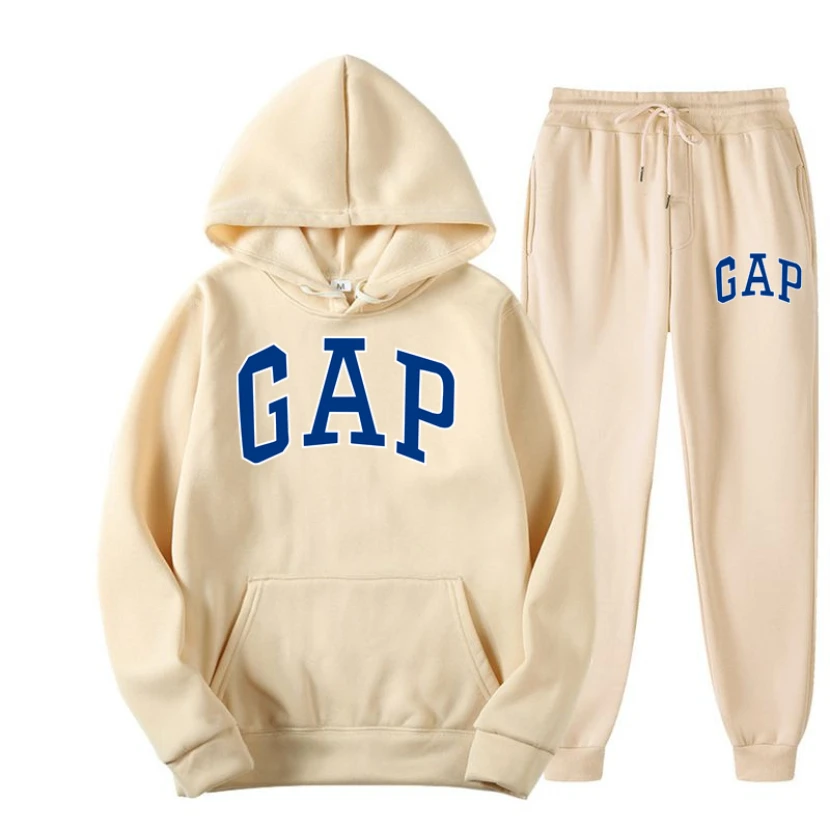 

2 Pieces Sets Tracksuit Hooded Sweatshirt+Sportspants Men's Hoodies Running Sportswear Women Brand Winter GAP Printing Men Suit