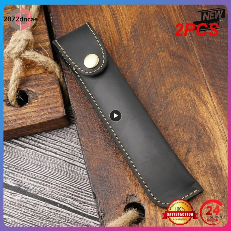 

2PCS Retro Fountain Pen Case Genuine Leather Handmade Pencil Bag Pen Cover Stationery Creative Protective Cover School Supplies