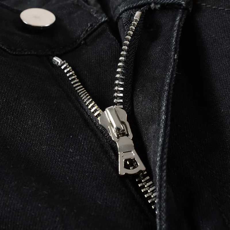 Street Fashion Men Jeans Black Color Elastic Slim Fit Ripped Jeans Hole Trousers Men Patched Designer Hip Hop Brand Pants Hombre