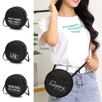 fashion ladies small round bag harajuku text print wallet ladies cosmetic storage bag new shoulder portable messenger bags