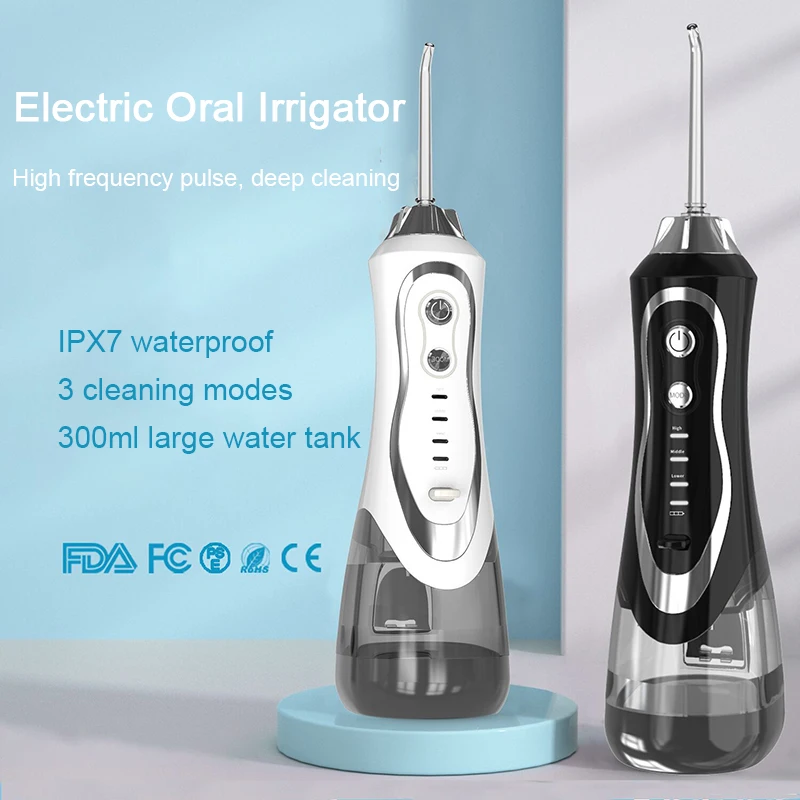 

New Oral Dental Irrigator Portable Cordless Water Flosser 3 Modes 5 Jet Tips USB Rechargeable Teeth Cleaner IPX7 Waterproof