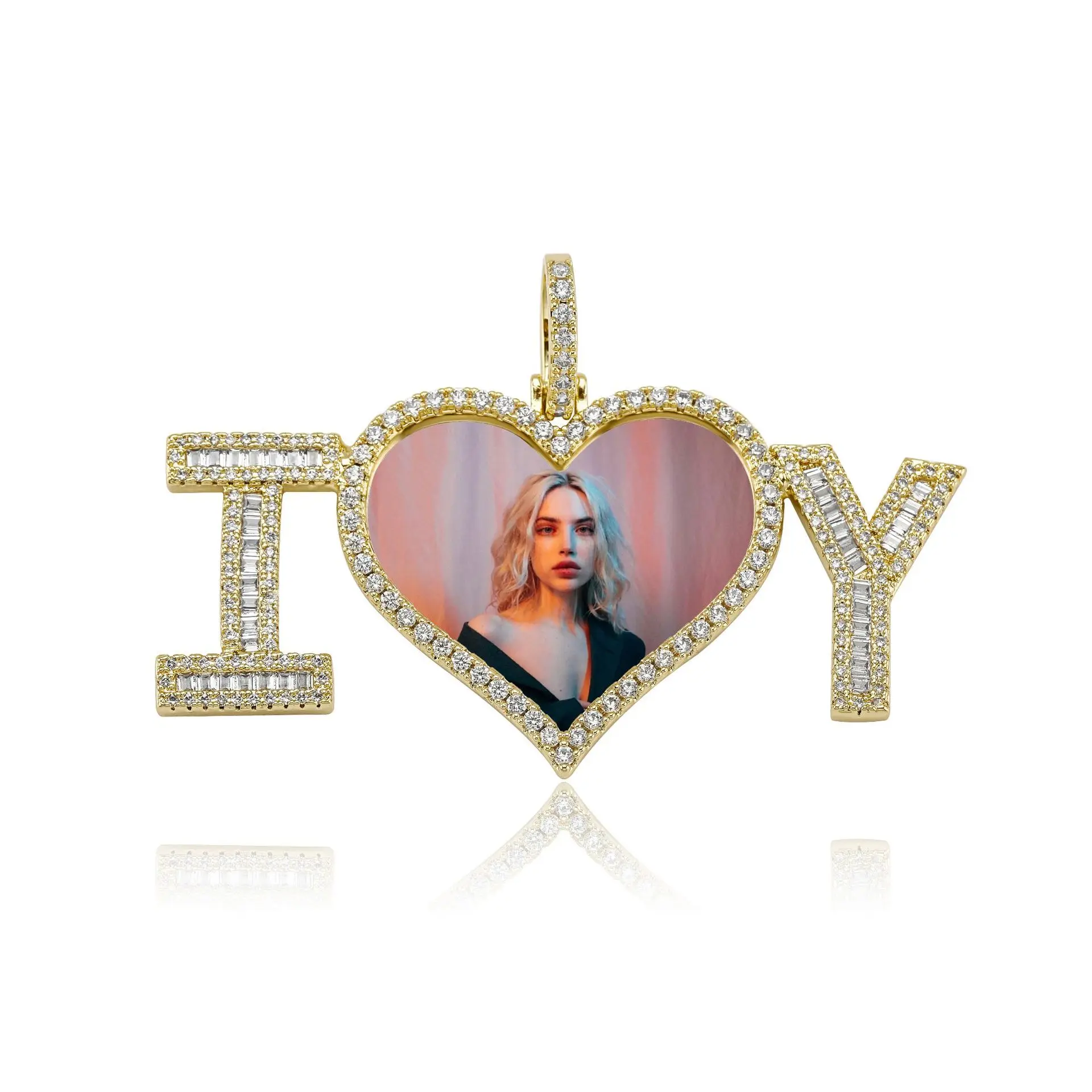 

Подвеска на спину и ожерелье Мужская, модное Ювелирное Украшение в стиле хип-хоп с кубическим цирконием, сердце с фото на заказ