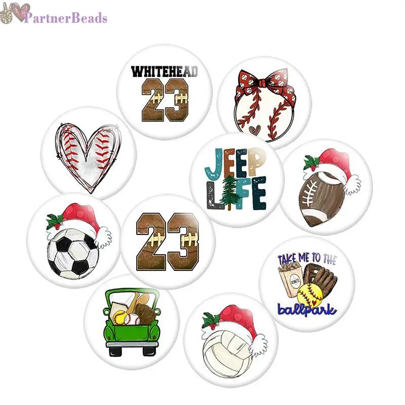 

Baseball Softball Round Photo Glass Cabochon 12mm/20mm/25mm Demo Flat Back Making Findings S0931