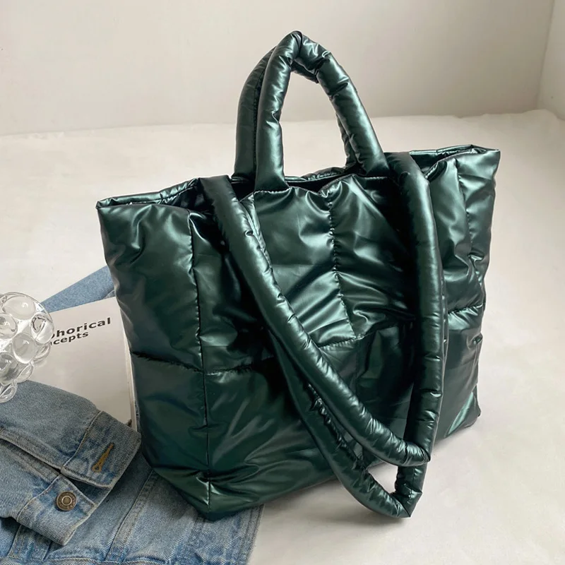 

HUAXI Fashion Padded Handbags Designer Shoulder Bags For Women Luxury Down Cotton Large Tote Winter Crossbody Top-handle Bag