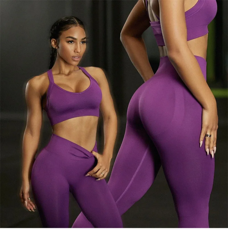 

Sexy Workout Fitness Women's Yoga Sports Long Shorts Breathable Fitness Single And Double Straps Bra Running Exercise Top Suit