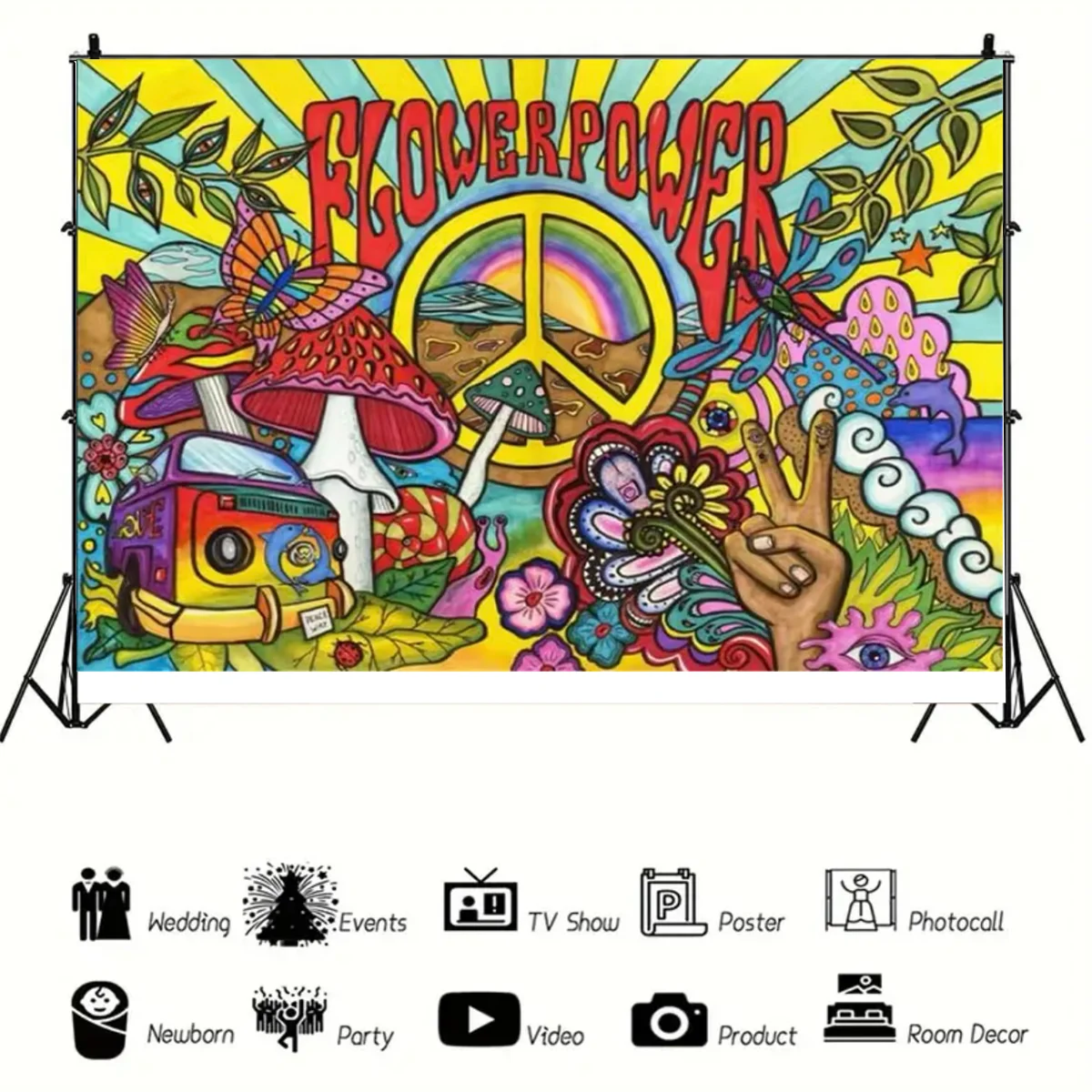 Цветной тематический фон Umi в стиле хиппи с рисунком галстука и автобуса товары