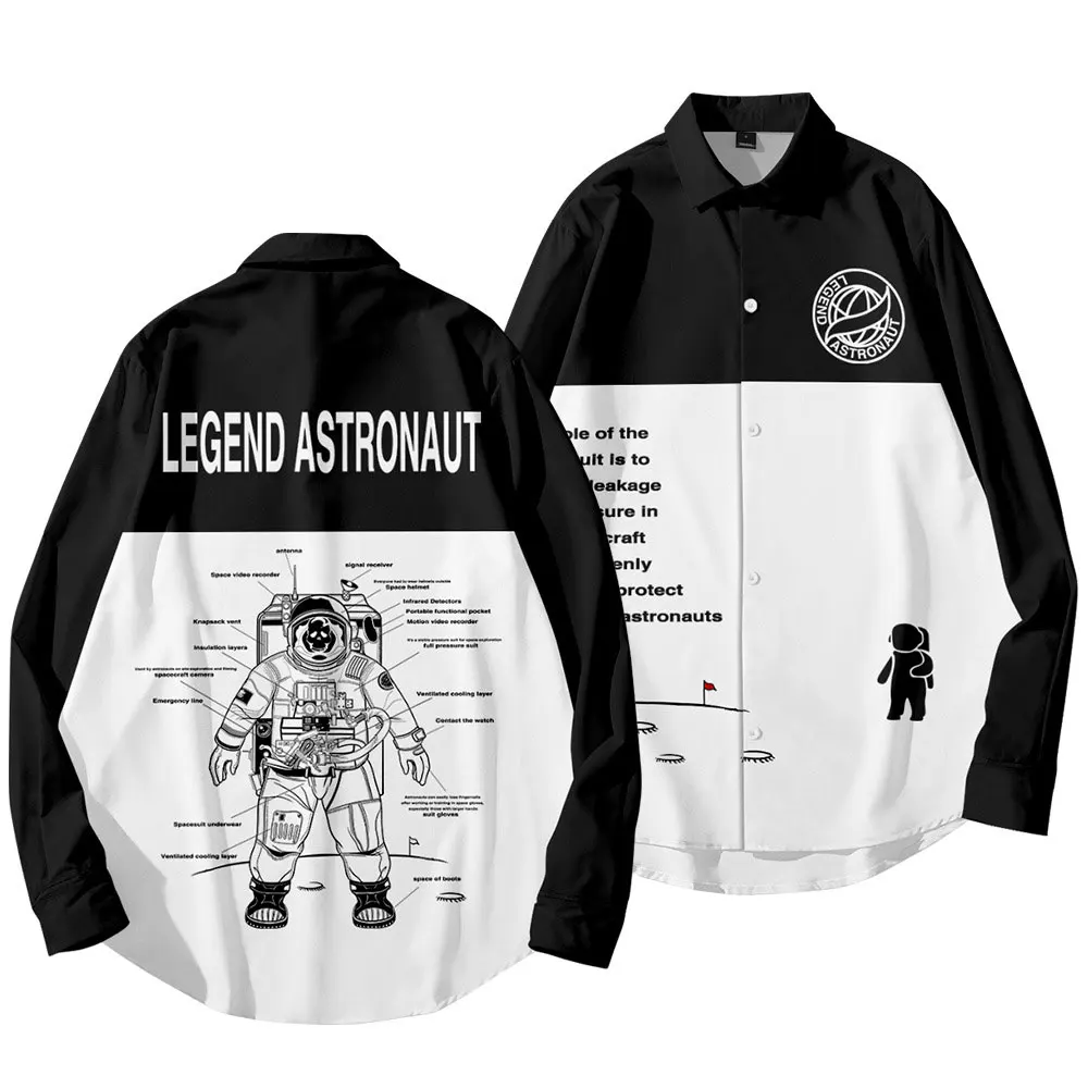

Men's Harajuku Fashion Y2K Hombre Spring And Summer T-Shirt Astronaut 3D Print Comfortable Casual Long-Sleeved Shirt