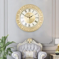 european style living room clocks american decoration fashion creative villa big round clock mute wall mounted metal clock