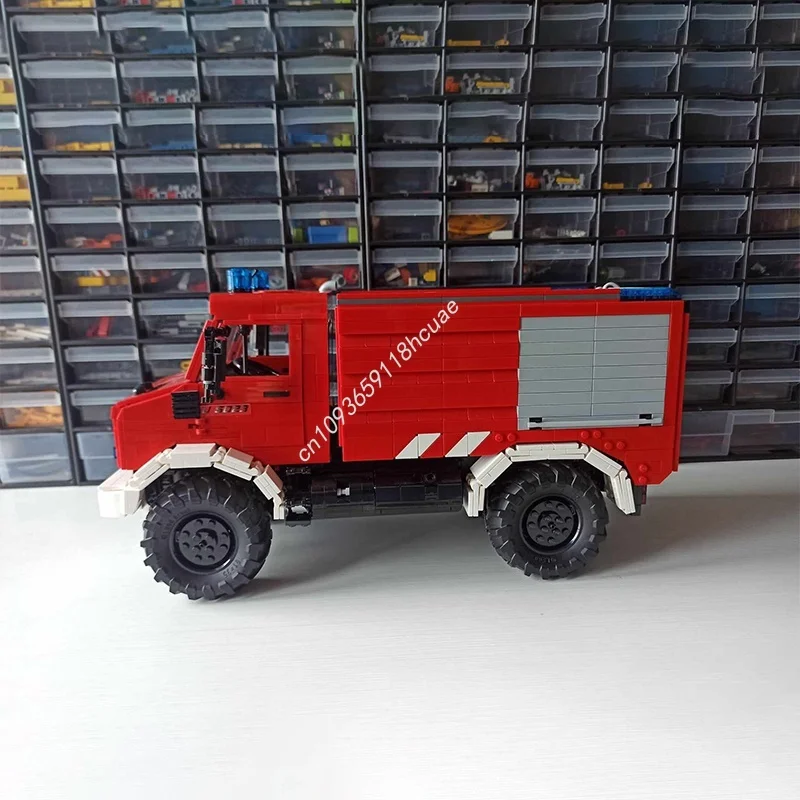 Фото 1154 шт. MOC UNIMOG FIRE TRUCK MODULE Техническая модель Строительные игрушечные блоки Архитектура Рождественский подарок Сборка DIY Кирпич День рождения №3