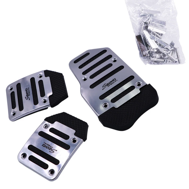 

Универсальная алюминиевая накладка на педаль тормоза автомобиля 3 шт., чехлы для ручной коробки передач, аксессуары для стайлинга автомобиля