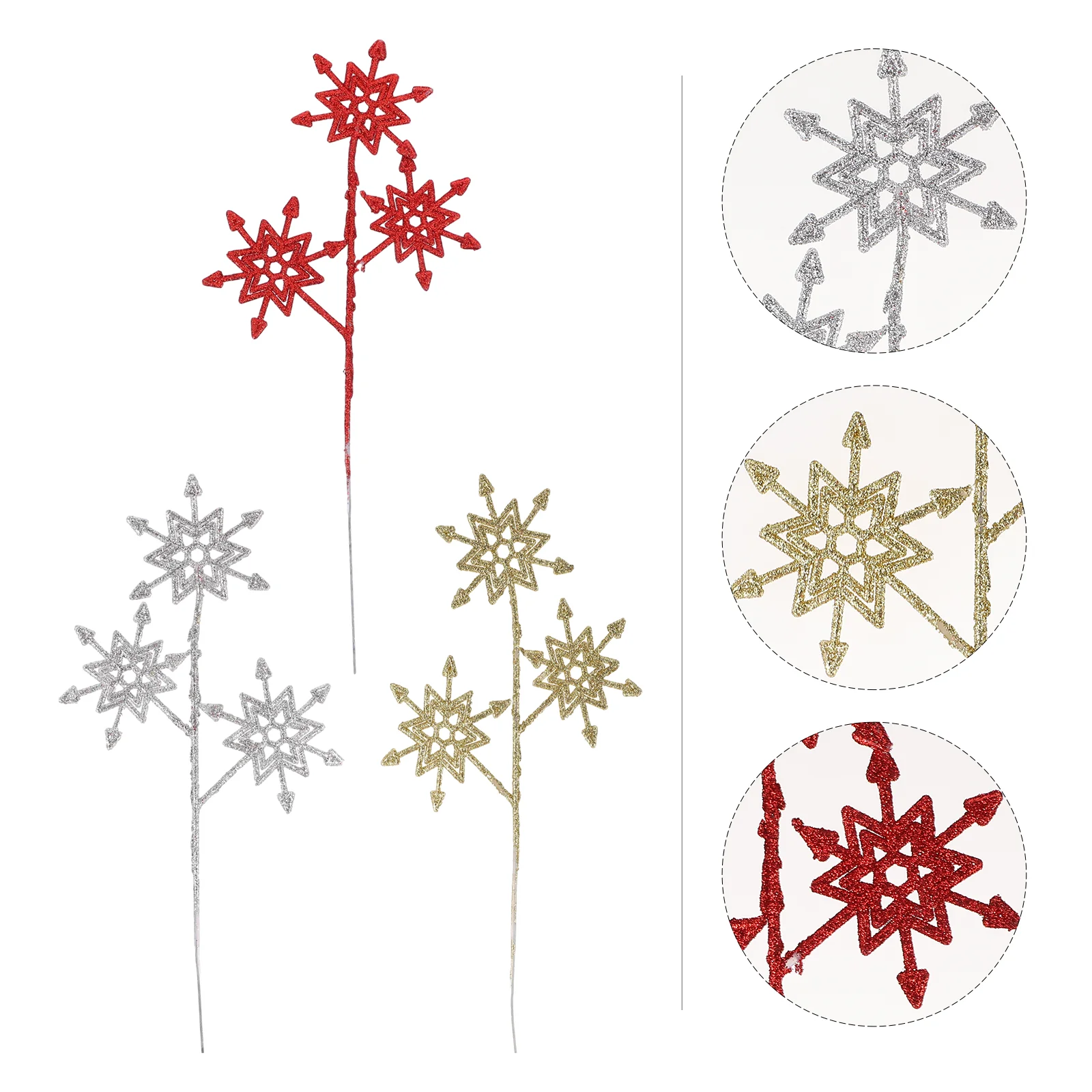 

Christmas Picks Glitter Leaf Spray Flower Leaves Stem Floral Poinsettia Artificial Pine Branches