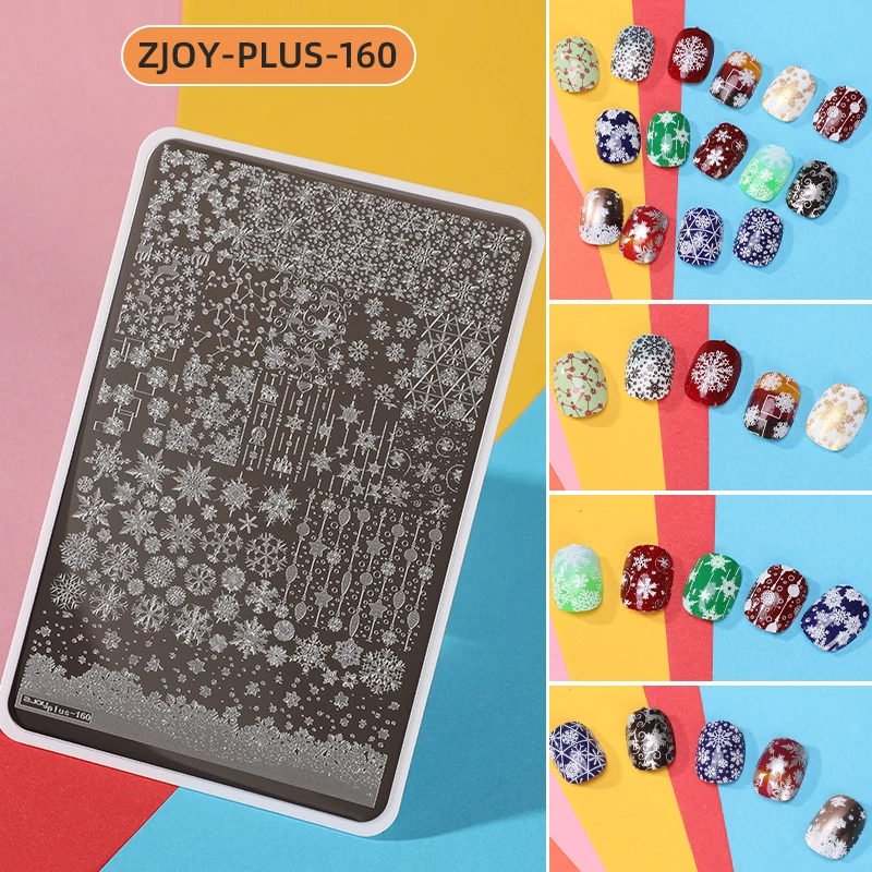 

Christmas Nail Art Stamping Plate Drawing Template Winter Snowflakes Snowman Elk Floral Image Stencil Mold Nail Printing Tools