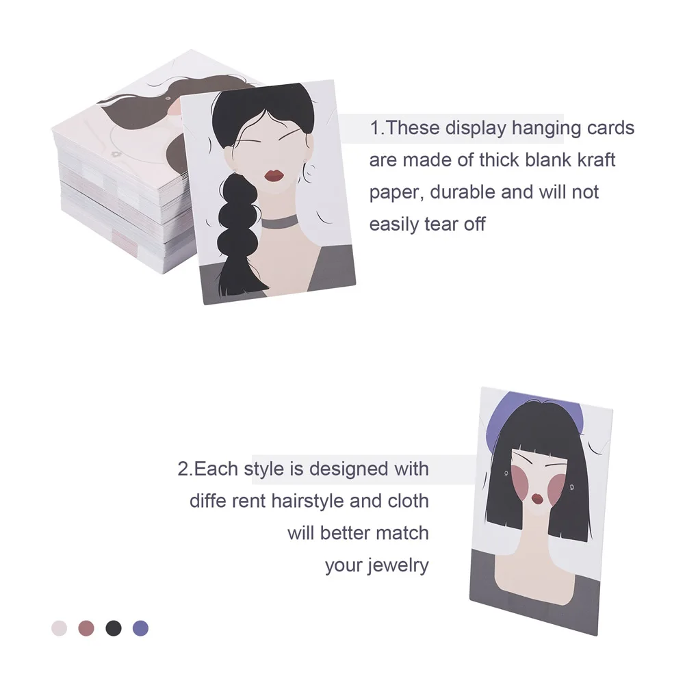 120Pcs 6 Style Rectangle Cardboard Earring Display Cards Woman Pattern For Fashion Jewlery Display Gifts Storage 8x6x0.04cm