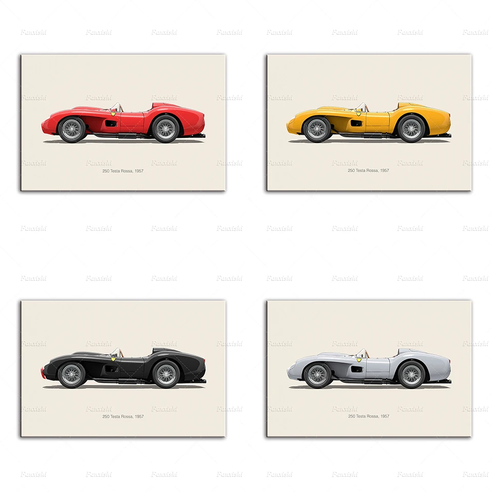 

Ferrari 250 Testa Rossa Car Vintage Posters Home Decor Canvas Painting Wall Art Prints Modular Pictures Boys Bedroom Living Room
