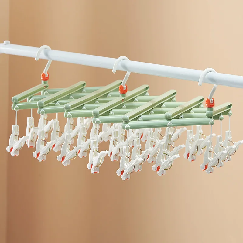

14/19/29 Clips Foldable Clothes Rack Hanger Airer Plastic Underwear Sock Flat Head Rust Resistant Strong Grip Clip