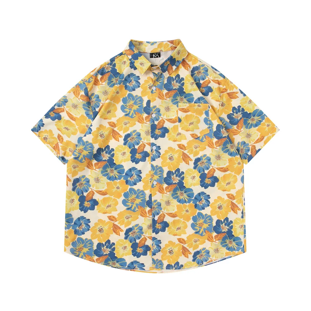 

OSCN7 Casual Printed Short Sleeve Shirt Men Street 2022 Hawaii Beach Oversize Women Fashion Harujuku Shirts for Men D2255