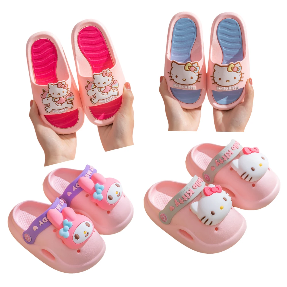 

Pvc Cartoon Sanrios Hellokittys My Melody Cute Kawaii Summer Anime Indoor Home Non-Slip Children's Bathroom Slippers Beach Shoes
