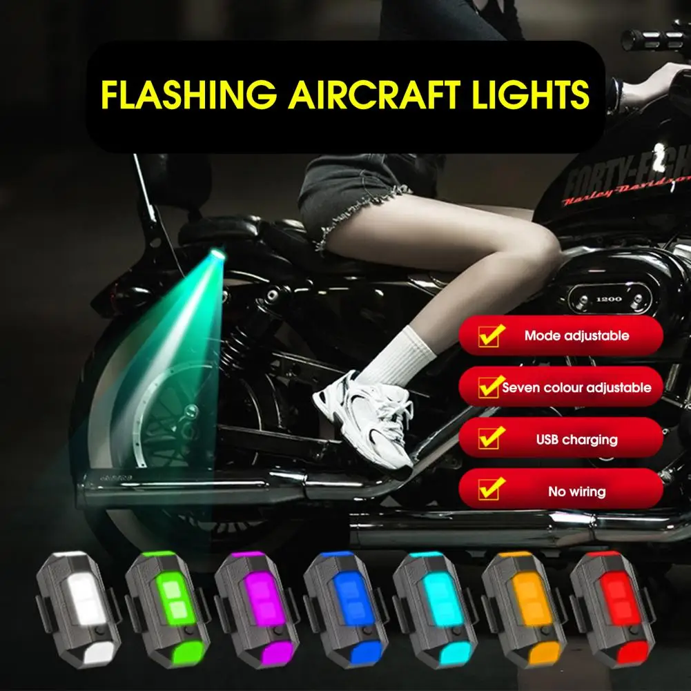 

Светодиодный стробоскосветильник для самолета, Предупреждение светильник для мотоцикла, с USB-зарядкой, поворотником и индикатором, 7 цветов
