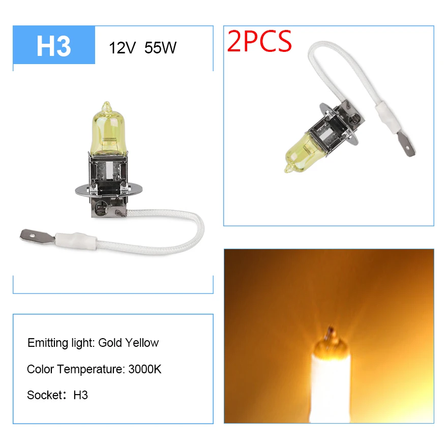 Супер яркие галогенные лампы ADPOW H3 12 В 55 Вт, 2 шт., противотуманная лампа для автомобильных фар, дневная Лампа 6000K, белый свет