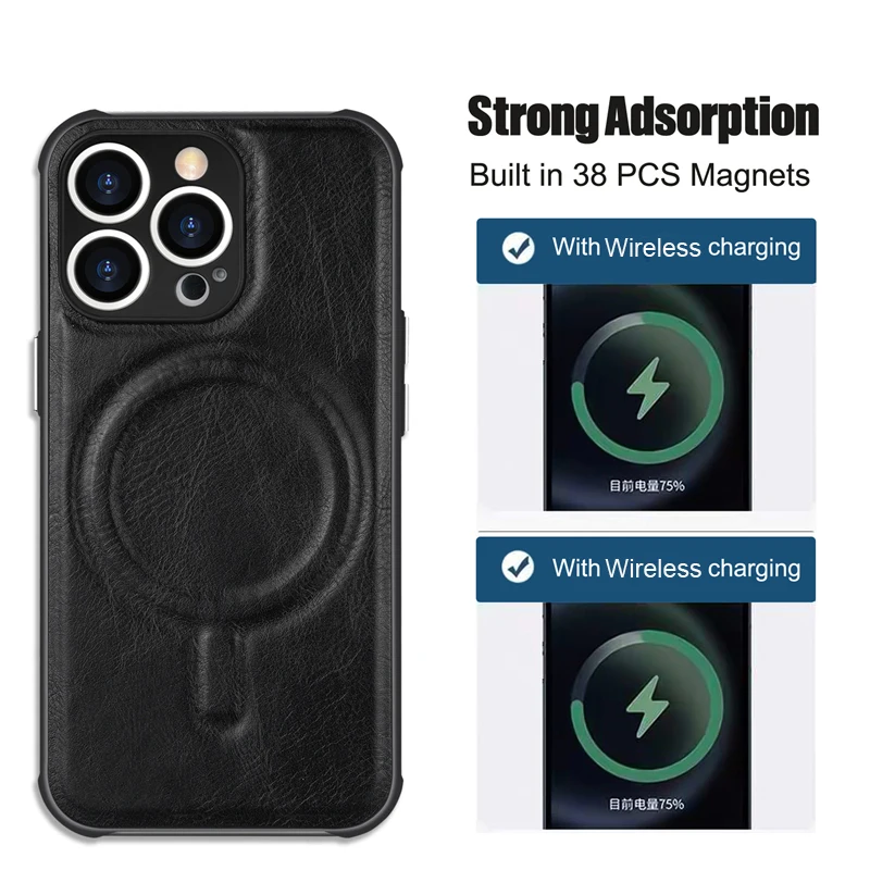 Роскошный Магнитный кожаный чехол Magsafe для iPhone 13 12 11 Pro Max iPhone13 Беспроводная