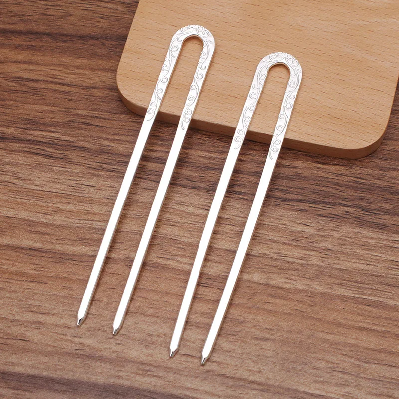 2pcs 17x120mm Flower Hairpins Hair Sticks Pin U-shape Headwear Headdresses Clips Head Summer Jewelry Women's Fashion Accesories - купить