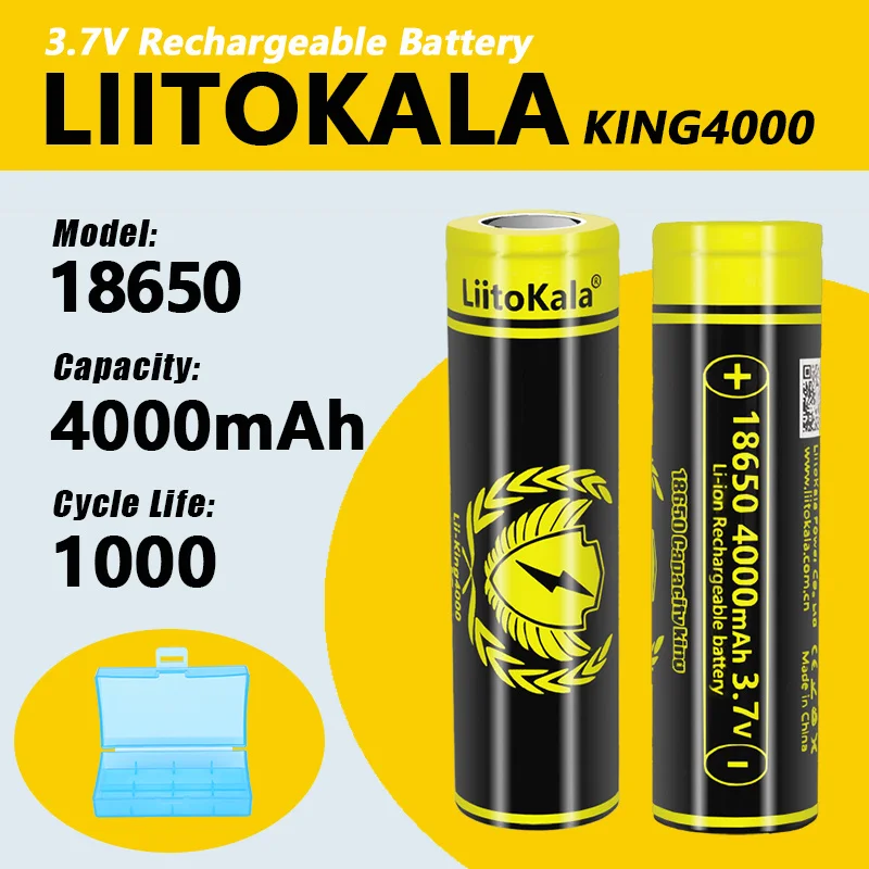 1-40 шт. LiitoKala King4000 + коробка 18650 4000 мАч аккумулятор высокой емкости CDR 10A 3 6 В