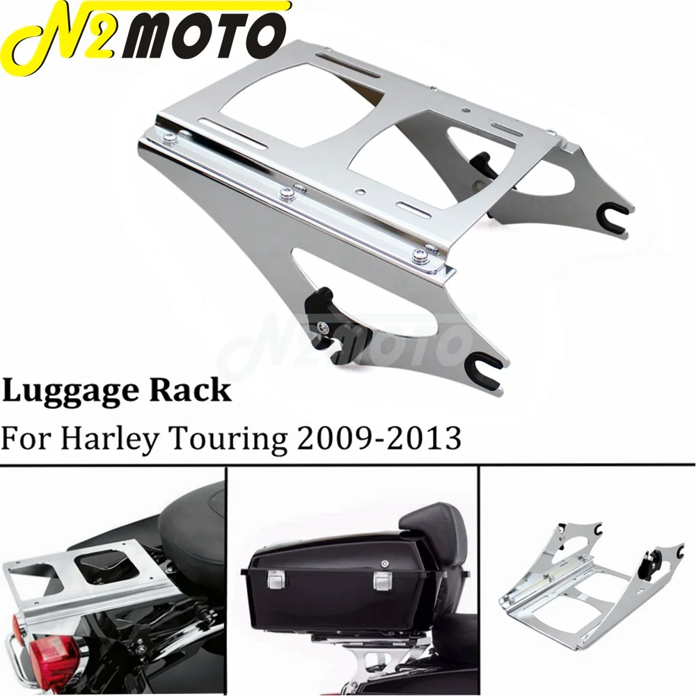 Chrome Motorcycle Detachable 2-Up Pack Mounting Luggage Rack For Harley Touring Road King Street Glide FLHR FLHX FLTR 2009-2013