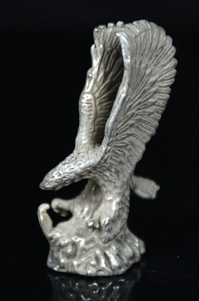 5 2 см Старые китайские Miao серебряные фэн-шуй ястреб разнообразные крылья