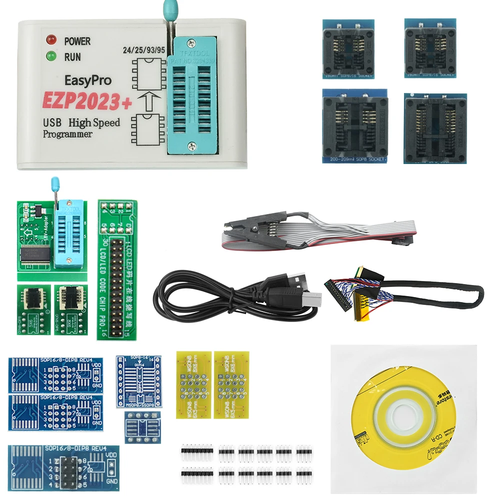 Высокоскоростной USB-программатор SPI EZP2023 2024 + 12 адаптеров поддержка 24 25 26 93 95 EEPROM