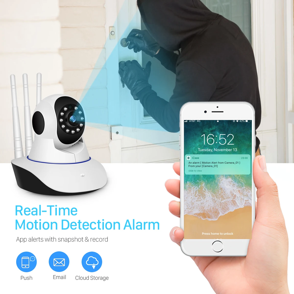 BESDER 3MP FHD H.265AI Беспроводная IP-камера Видеонаблюдение Wi-Fi камера 2-сторонняя аудио