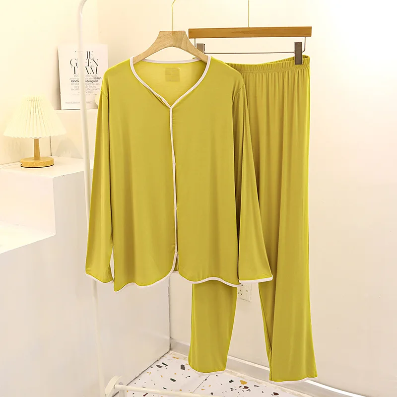 2022 New women's modal leisurewear female thin long sleeve pajamas loose slacks two-piece outfit  pijamas de mujer manga larga