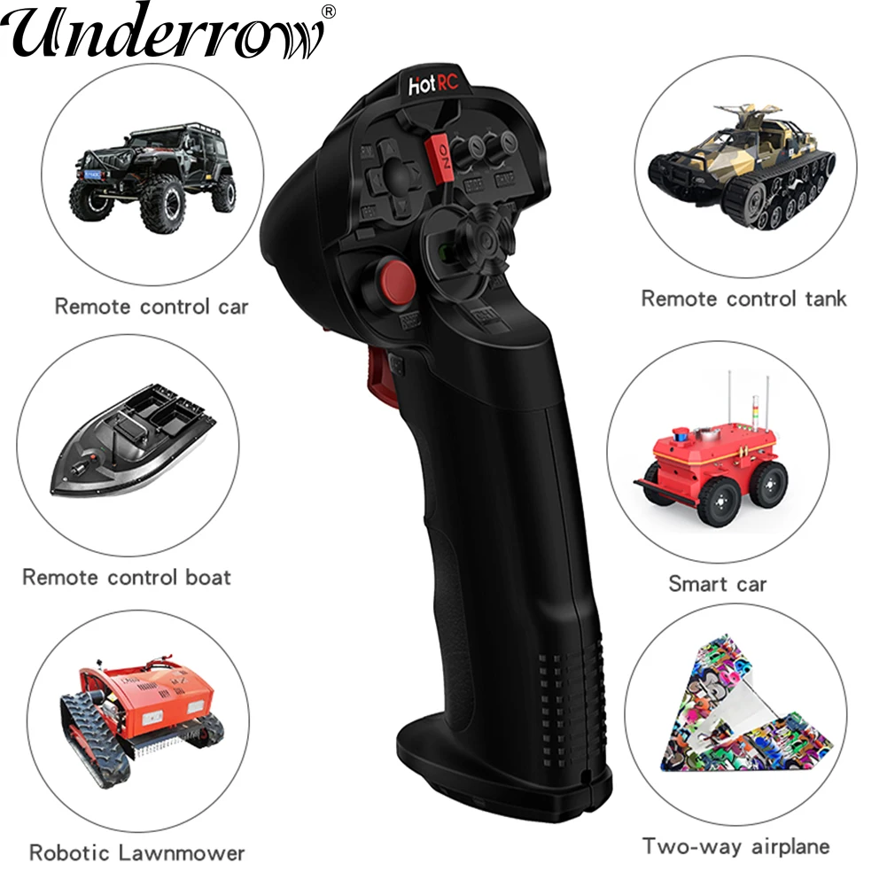 

HotRC DS-4A Remote Control 2.4G 4 Channel Single Hand RC Radio Transmitter with 4Ch Receiver for RC Car Boat Airplane