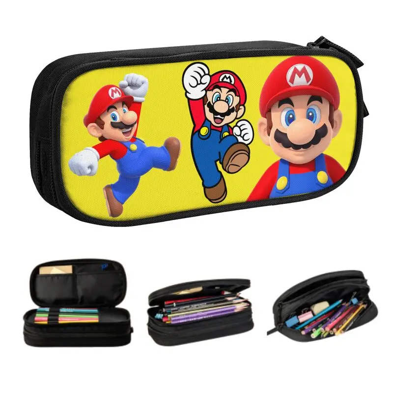 

Customized Cartoon Game Marios Printed Cute Pencil Case Girls Boys Large Capacity Pencil Pouch School Accessories