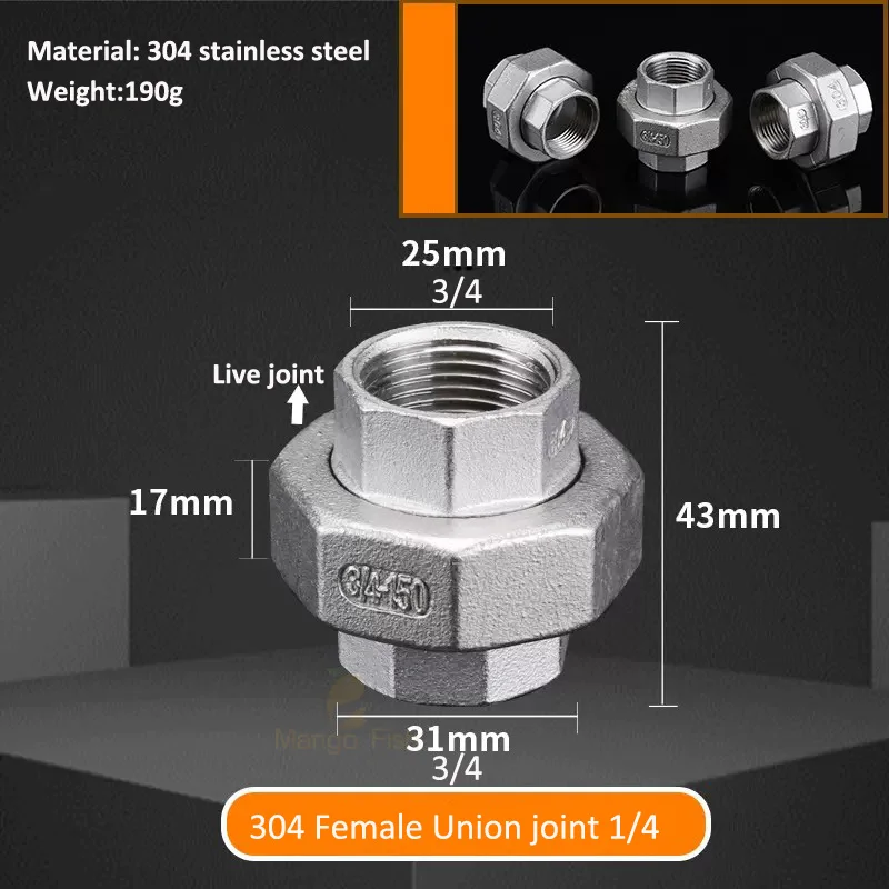 

Муфта из нержавеющей стали 304, 1/4"-1", BSP