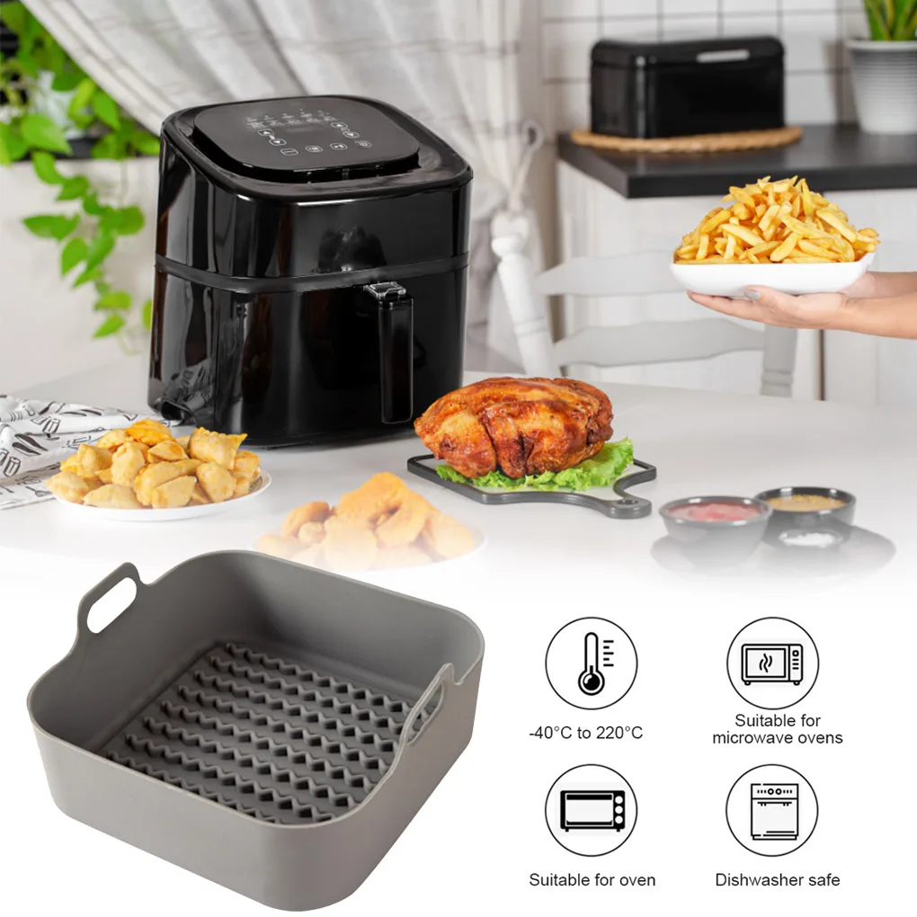 

Silicone Pot Thicken Square Heating Baking Tray Kitchen Restaurant Barbecue Plate Stick Air Fryer Liners Cooking