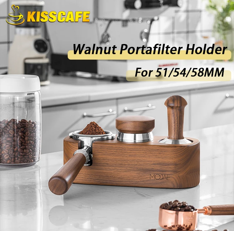 

Coffee Portafilter Holder Tamper Stand 51MM/54MM/58MM Walnut Distributor Mat Espresso Rack Coffee Maker Tool Barista Accessories